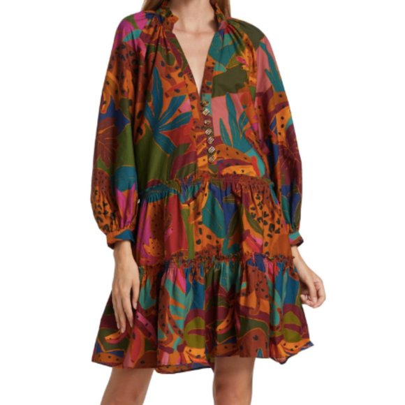 Farm Rio Leopard Jungle Minidress - Picture 1 of 2